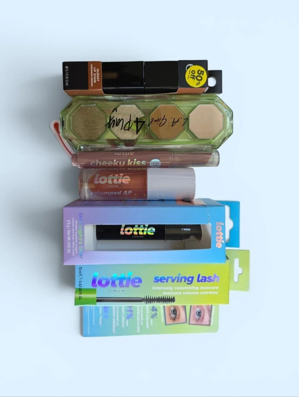 Makeup Mix For Eyes And Lips. Blk Mascara & Liner, Brown Eyeshadow, Lip Gloss